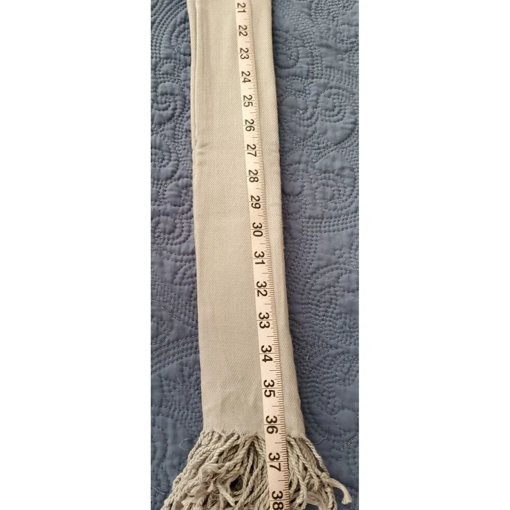 Altare Pashmina Scarf Shawl Wrap Solid Light Gray Lightweight Fringe 22x70